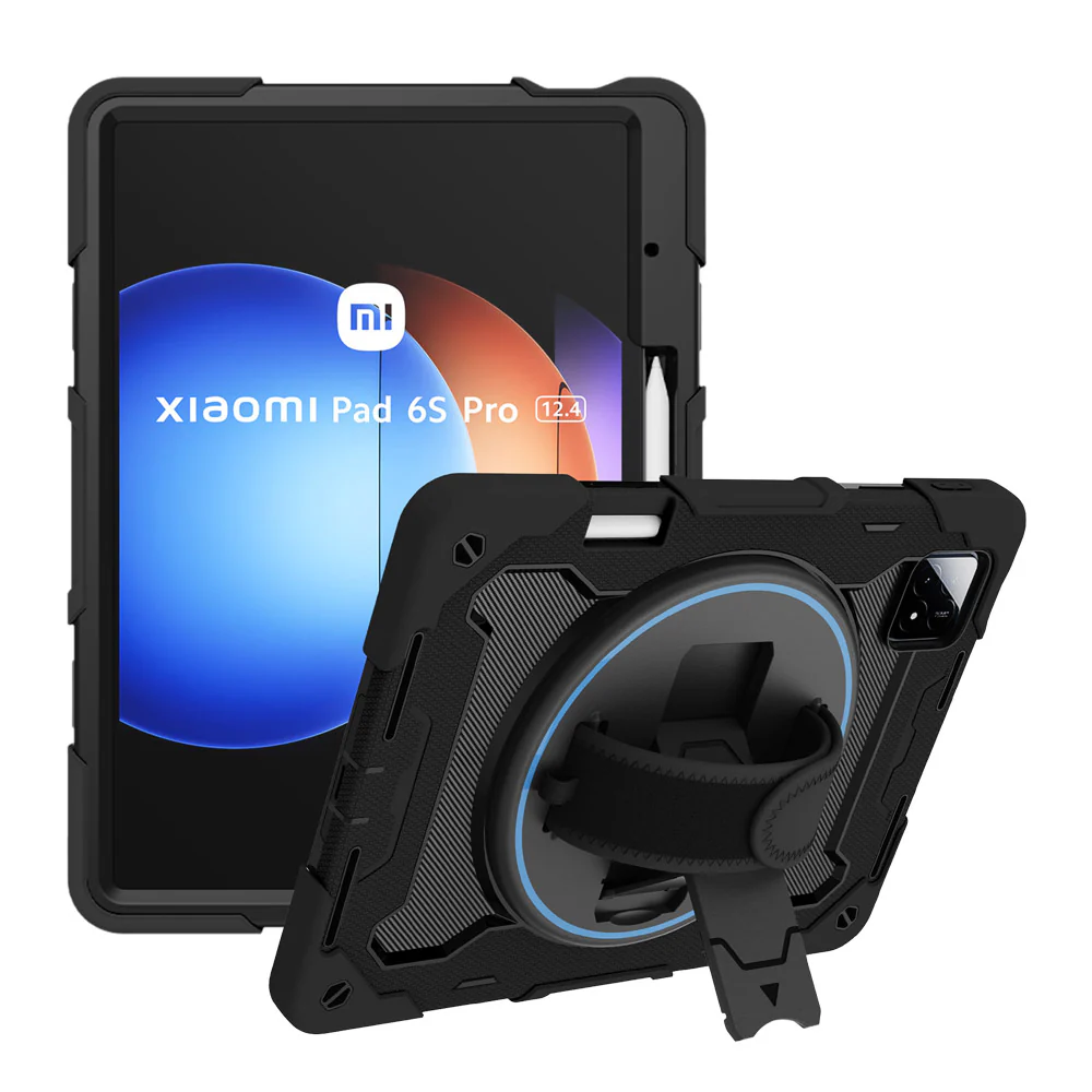 NBN-Mi-PAD6SP | Xiaomi Pad 6S Pro 12.4 | Ultra 3 Layers Shockproof Rugged Case with Hand Strap and Kick-Stand - Image 9