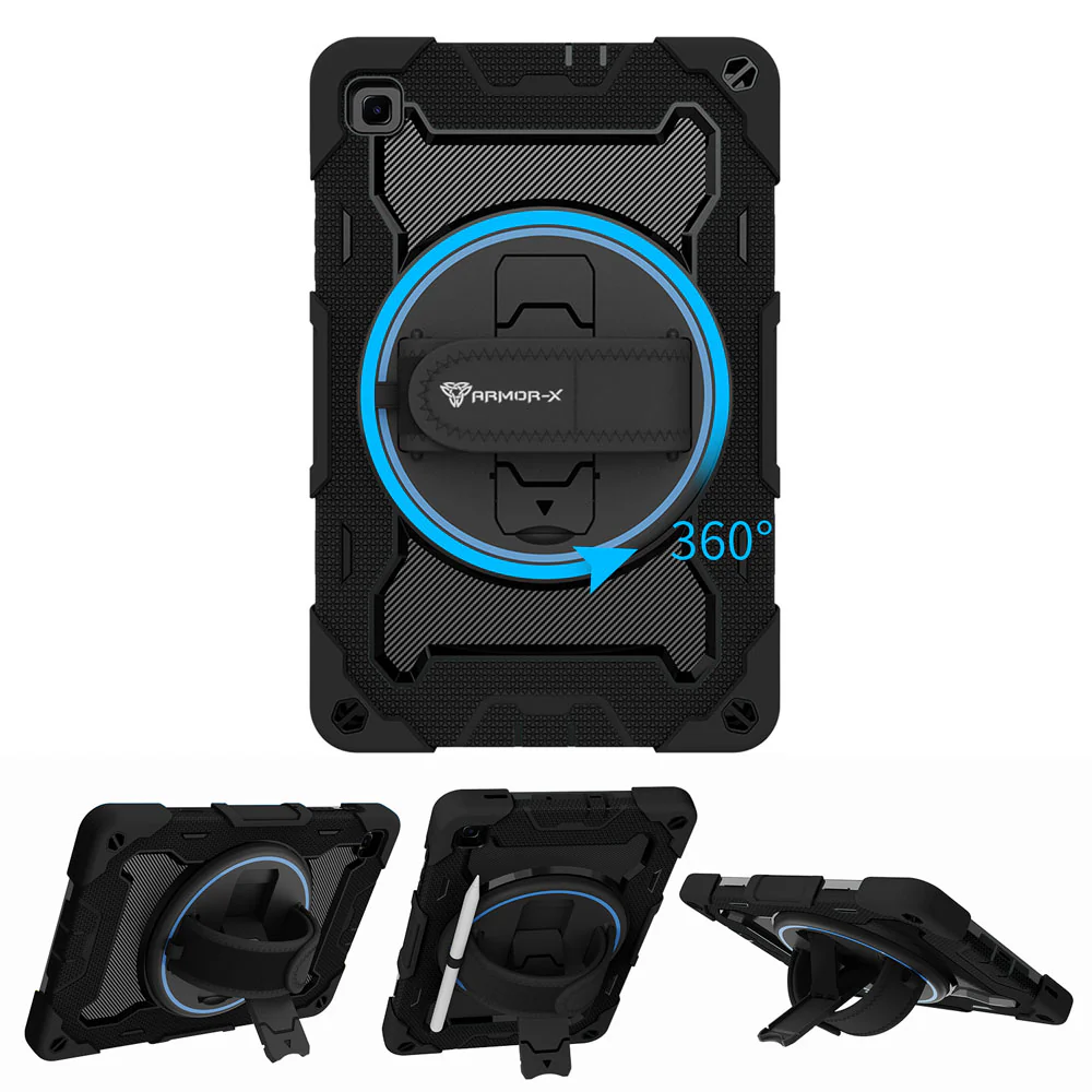 NBN-SS-P610 | Samsung Galaxy Tab S6 Lite SM-P620 P625 (2024) / SM-P613 P619 (2022) / SM-P610 P615 (2020) | Ultra 3 Layers Shockproof Rugged Case with Hand Strap and Kick-Stand - Image 10