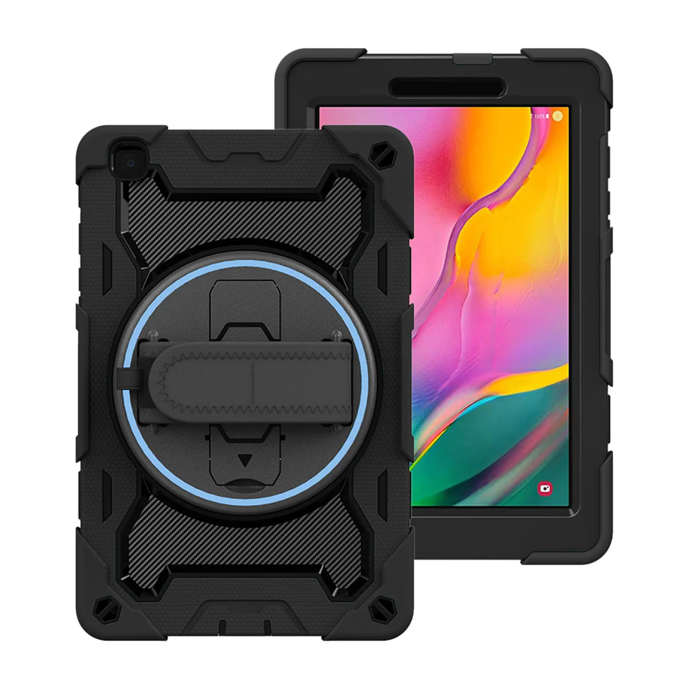 NBN-SS-T290 | Samsung Galaxy Tab A 8.0 (2019) T290 T295 | Ultra 3 Layers Shockproof Rugged Case with Hand Strap and Kick-Stand
