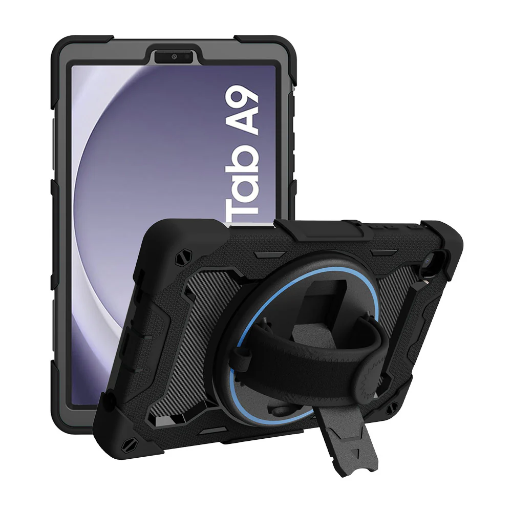 NBN-SS-X110 | Samsung Galaxy Tab A9 ( 8.7" ) SM-X110 / SM-X115 | Ultra 3 Layers Shockproof Rugged Case with Hand Strap and Kick-Stand - Image 9