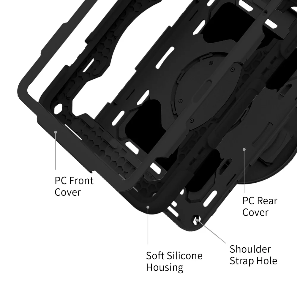 NBN-SS-X205 | Samsung Galaxy Tab A8 SM-X200 / X205 | Ultra 3 Layers Shockproof Rugged Case with Hand Strap and Kick-Stand - Image 11
