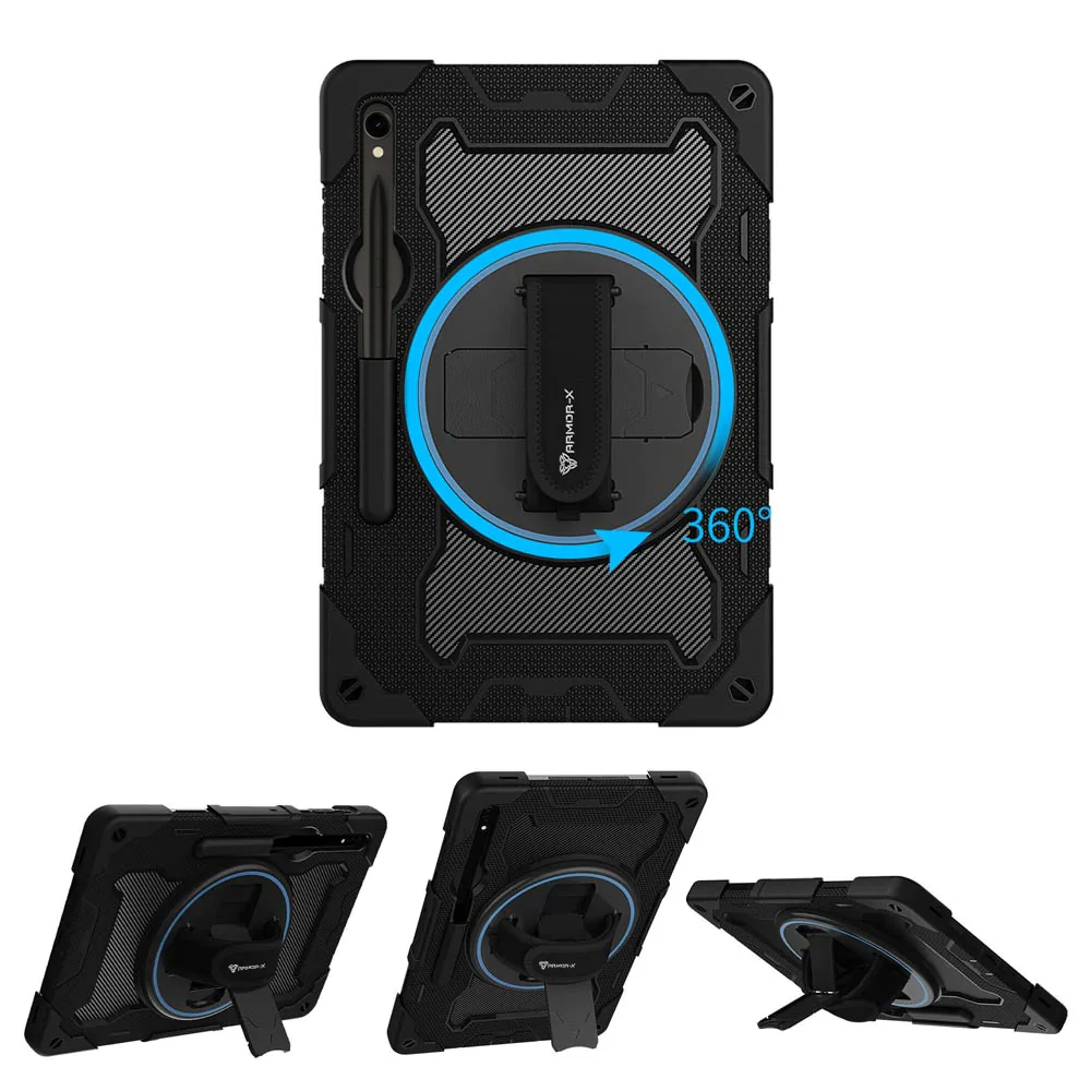 NBN-SS-X710 | Samsung Galaxy Tab S10 FE SM-X520 X526 X528 / S10 Lite SM-X400 X406 | Ultra 3 Layers Shockproof Rugged Case with Hand Strap and Kick-Stand - Image 11