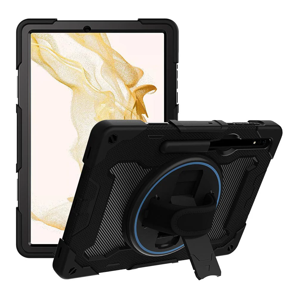 NBN-SS-X710 | Samsung Galaxy Tab S8 SM-X700 / SM-X706 | Ultra 3 Layers Shockproof Rugged Case with Hand Strap and Kick-Stand - Image 9