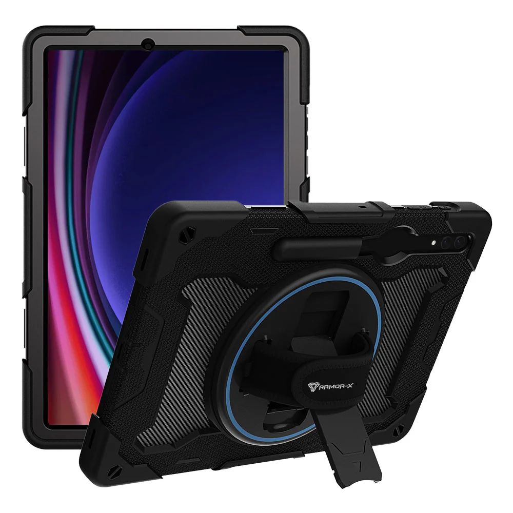 NBN-SS-X810 | Samsung Galaxy Tab S10+ S10 Plus SM-X820 / X826B | Ultra 3 Layers Shockproof Rugged Case with Hand Strap and Kick-Stand - Image 9