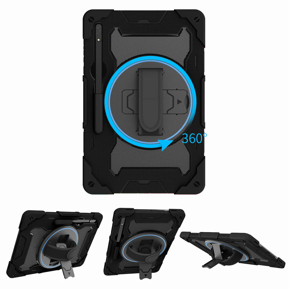 NBN-SS-X900 | Samsung Galaxy Tab S8 Ultra SM-X900 / X906 | Ultra 3 Layers Shockproof Rugged Case with Hand Strap and Kick-Stand - Image 10