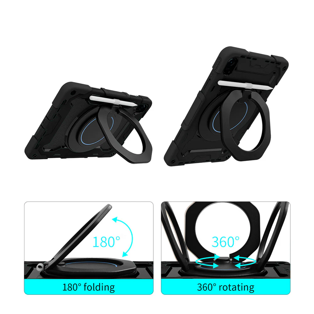 NON-HW-HN8 | Honor Pad 8 2022 ( HEY-W09 ) | Rugged Case with Kick-Stand & Folding Grip & Pencil Holder - Image 2