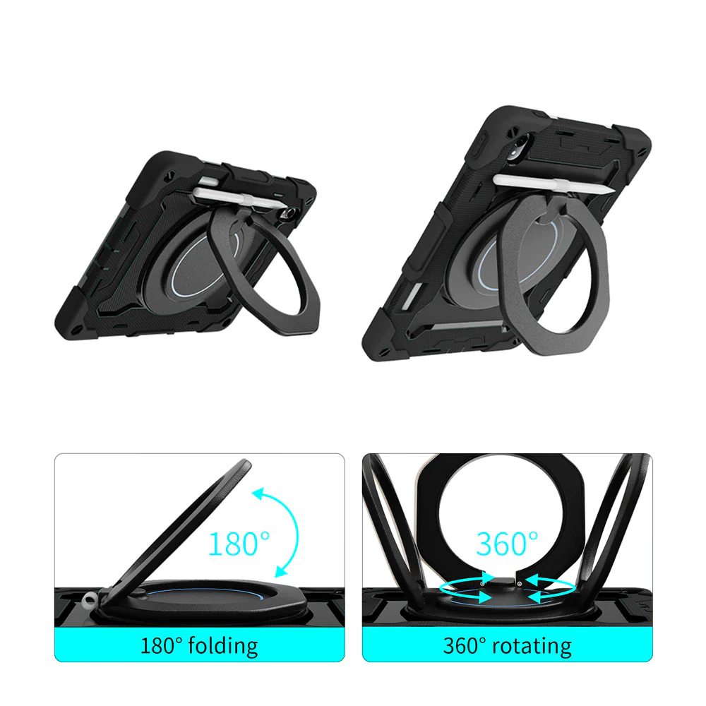NON-HW-MTP_AIR | Huawei MatePad Air DBY2-L09CK | Rugged Case with Kick-Stand & Folding Grip & Pencil Holder - Image 2