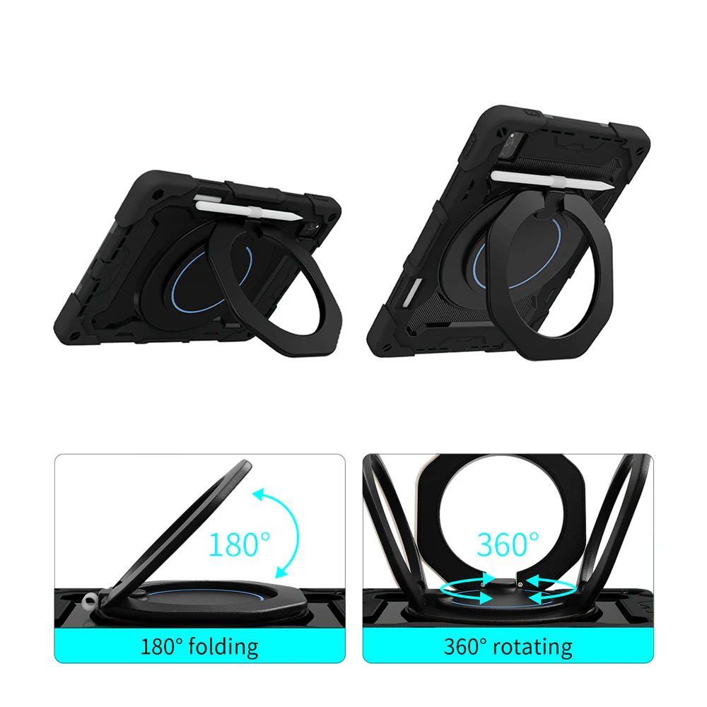 NON-HW-MTPP-WGR | Huawei MatePad Pro 12.6 (2021) WGR-W09 / W19 / AN19 | Rugged Case with Kick-Stand & Folding Grip & Pencil Holder - Image 2