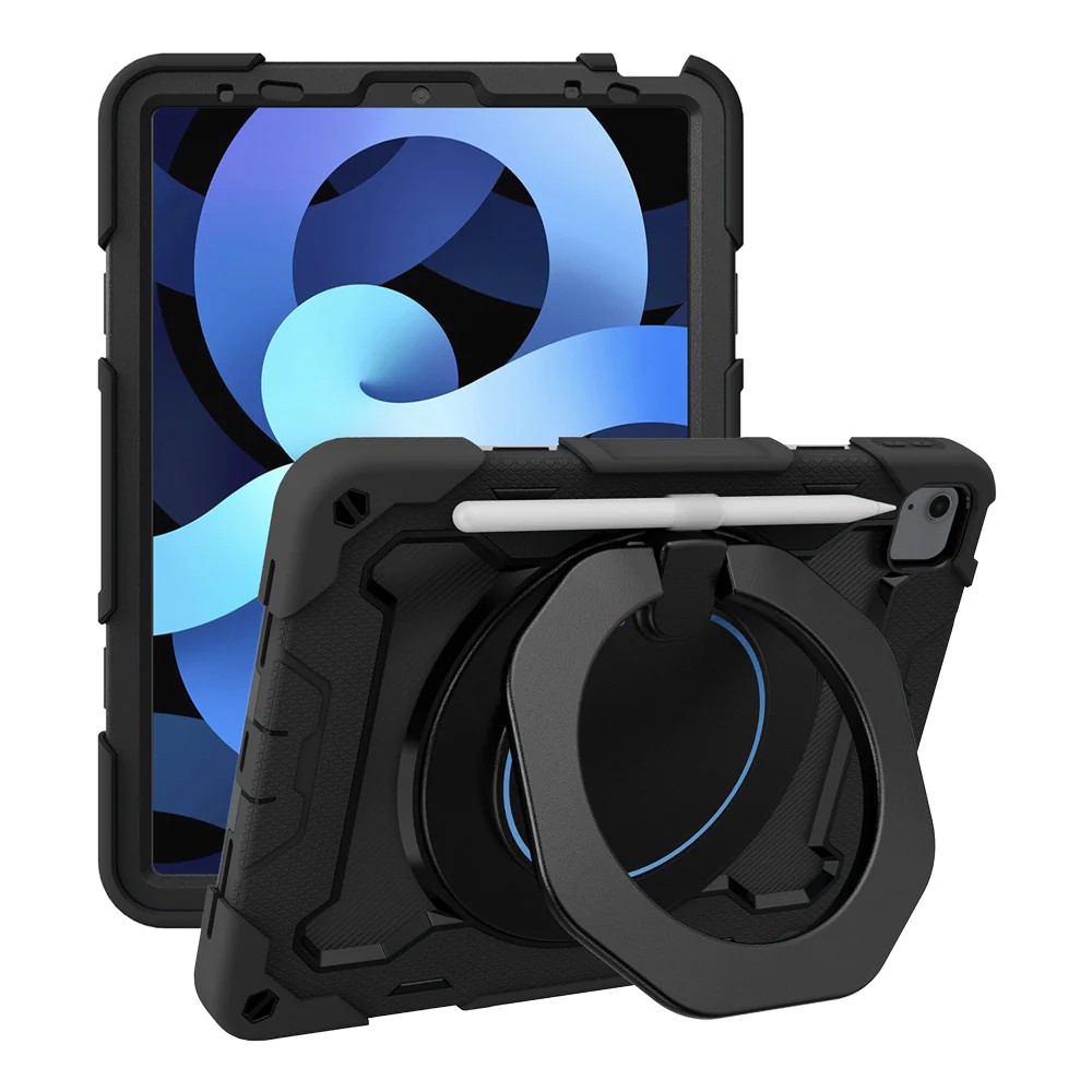 NON-iPad-A4 | iPad Air 4 2020 / iPad Air 5 2022 | Rugged Case with Kick-Stand & Folding Grip & Pencil Holder - Image 5
