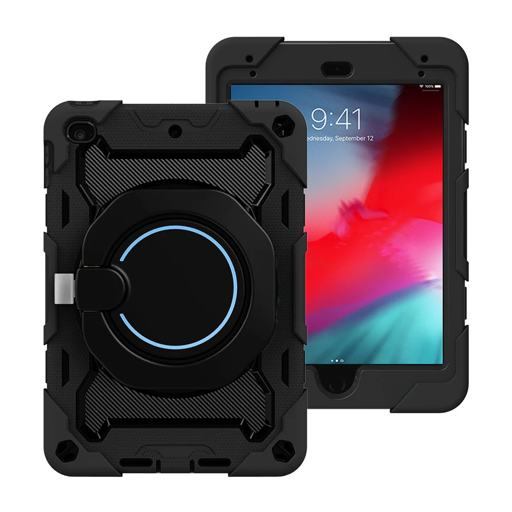 NON-iPad-M54 | iPad mini 5 / mini 4 | Rugged Case with Kick-Stand & Folding Grip & Pencil Holder