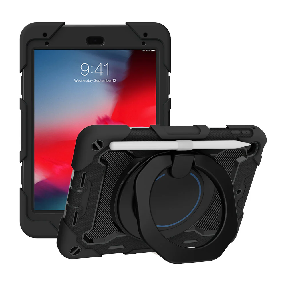 NON-iPad-M54 | iPad mini 5 / mini 4 | Rugged Case with Kick-Stand & Folding Grip & Pencil Holder - Image 5