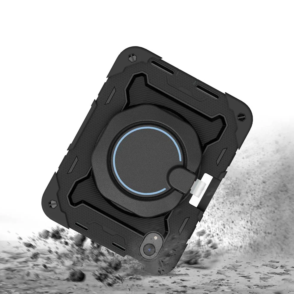 NON-iPad-M6 | iPad mini 6 | Rugged Case with Kick-Stand & Folding Grip & Pencil Holder - Image 4