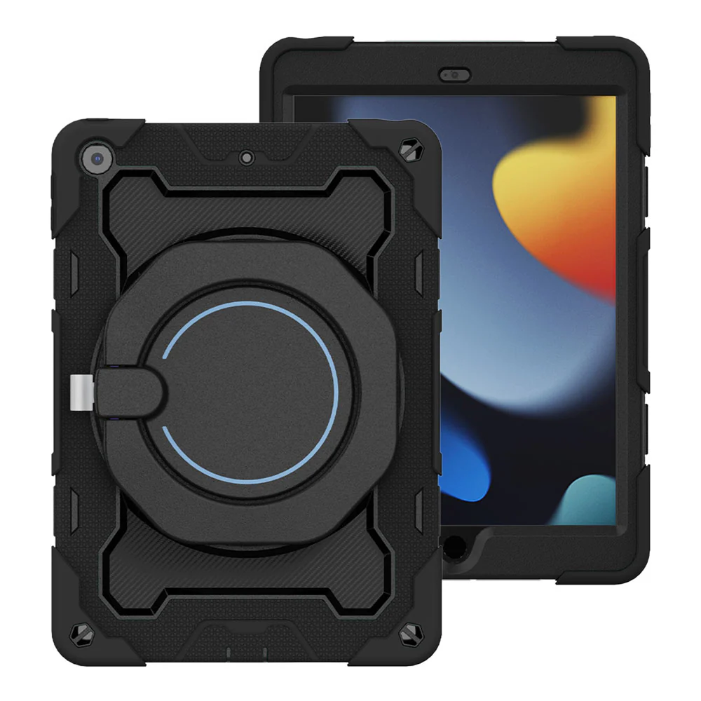 NON-iPad-N3 | iPad 10.2 (7th & 8th & 9th Gen.) 2019 / 2020 / 2021 | Rugged Case with Kick-Stand & Folding Grip & Pencil Holder