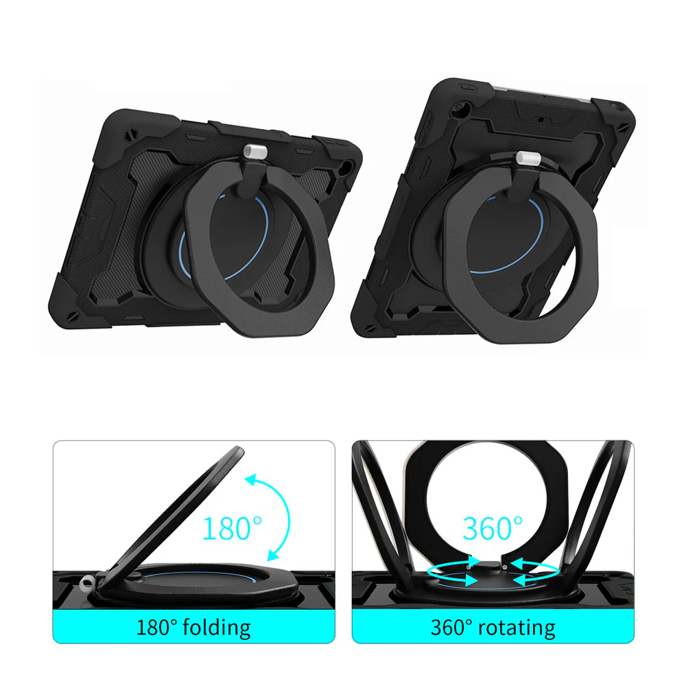 NON-iPad-N3 | iPad 10.2 (7th & 8th & 9th Gen.) 2019 / 2020 / 2021 | Rugged Case with Kick-Stand & Folding Grip & Pencil Holder - Image 2