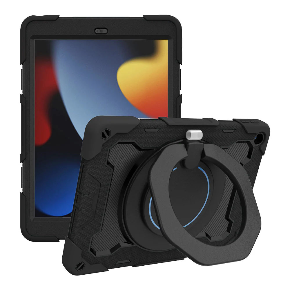 NON-iPad-N3 | iPad 10.2 (7th & 8th & 9th Gen.) 2019 / 2020 / 2021 | Rugged Case with Kick-Stand & Folding Grip & Pencil Holder - Image 5