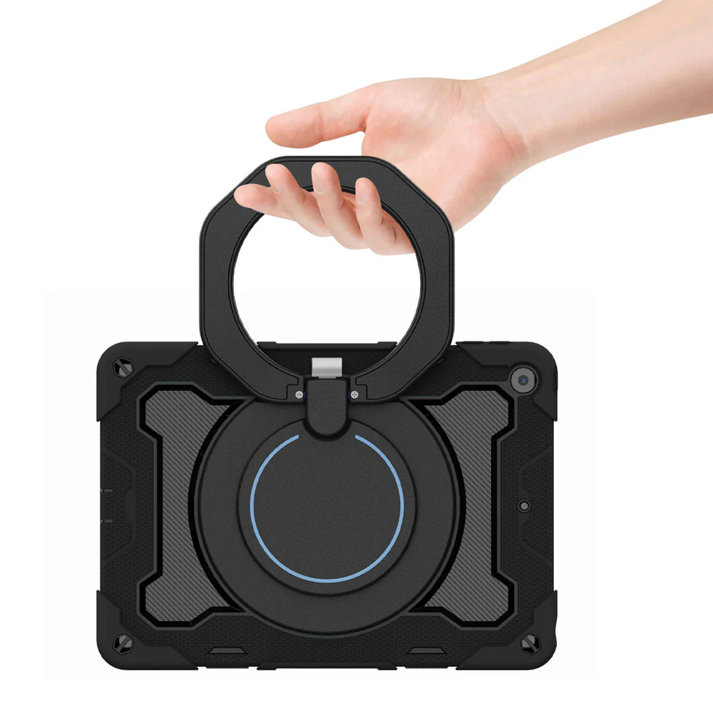 NON-iPad-N3 | iPad 10.2 (7th & 8th & 9th Gen.) 2019 / 2020 / 2021 | Rugged Case with Kick-Stand & Folding Grip & Pencil Holder - Image 7