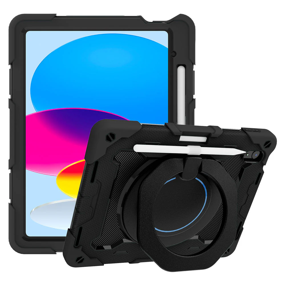 NON-iPad-N5PN | iPad 10.9 (10th Gen.) | Rugged Case with Kick-Stand & Folding Grip & Pencil Holder - Image 2