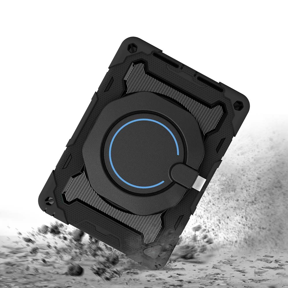 NON-iPad-PR1 | iPad Pro 9.7 2016 | Rugged Case with Kick-Stand & Folding Grip & Pencil Holder - Image 4