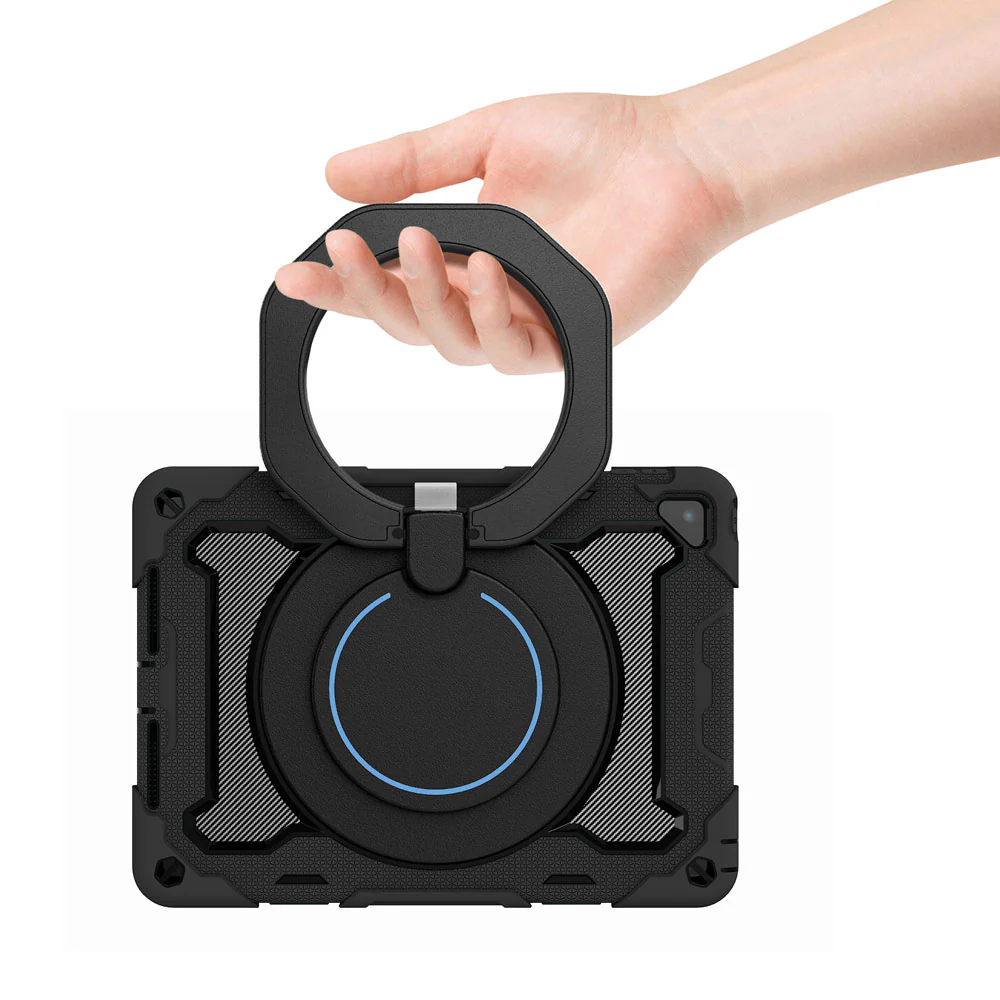NON-iPad-PR1 | iPad Pro 9.7 2016 | Rugged Case with Kick-Stand & Folding Grip & Pencil Holder - Image 7