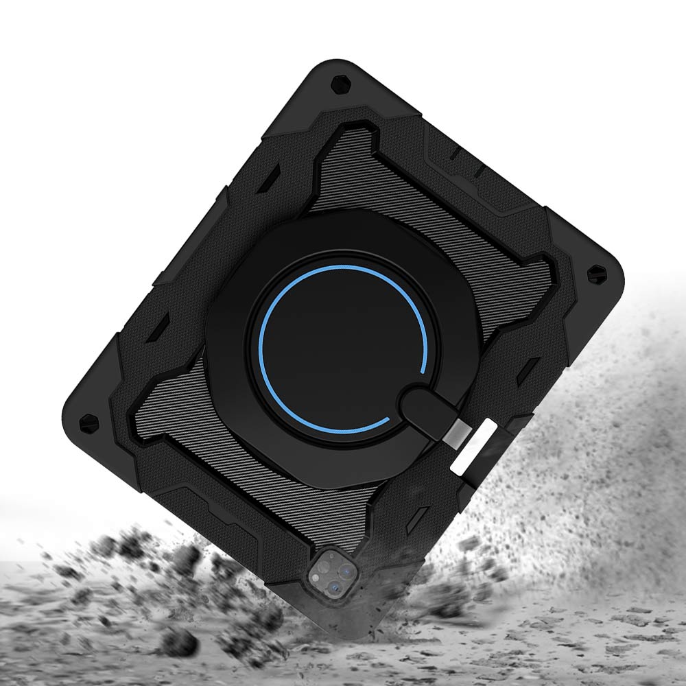 NON-iPad-PR7 | iPad Pro 12.9 ( 3rd / 4th / 5th / 6th Gen. ) 2018 / 2020 / 2021 / 2022 | Rugged Case with Kick-Stand & Folding Grip & Pencil Holder - Image 4