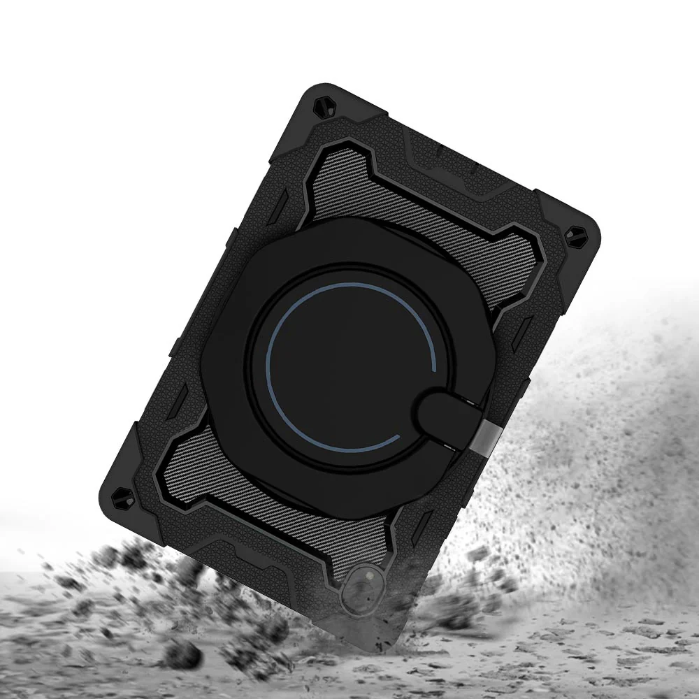 NON-LN-K10 | Lenovo Tab K10 ( TB-X6C6F/X/L TB-X6C6NBF/X/L ) | Rugged Case with Kick-Stand & Folding Grip & Pencil Holder - Image 4