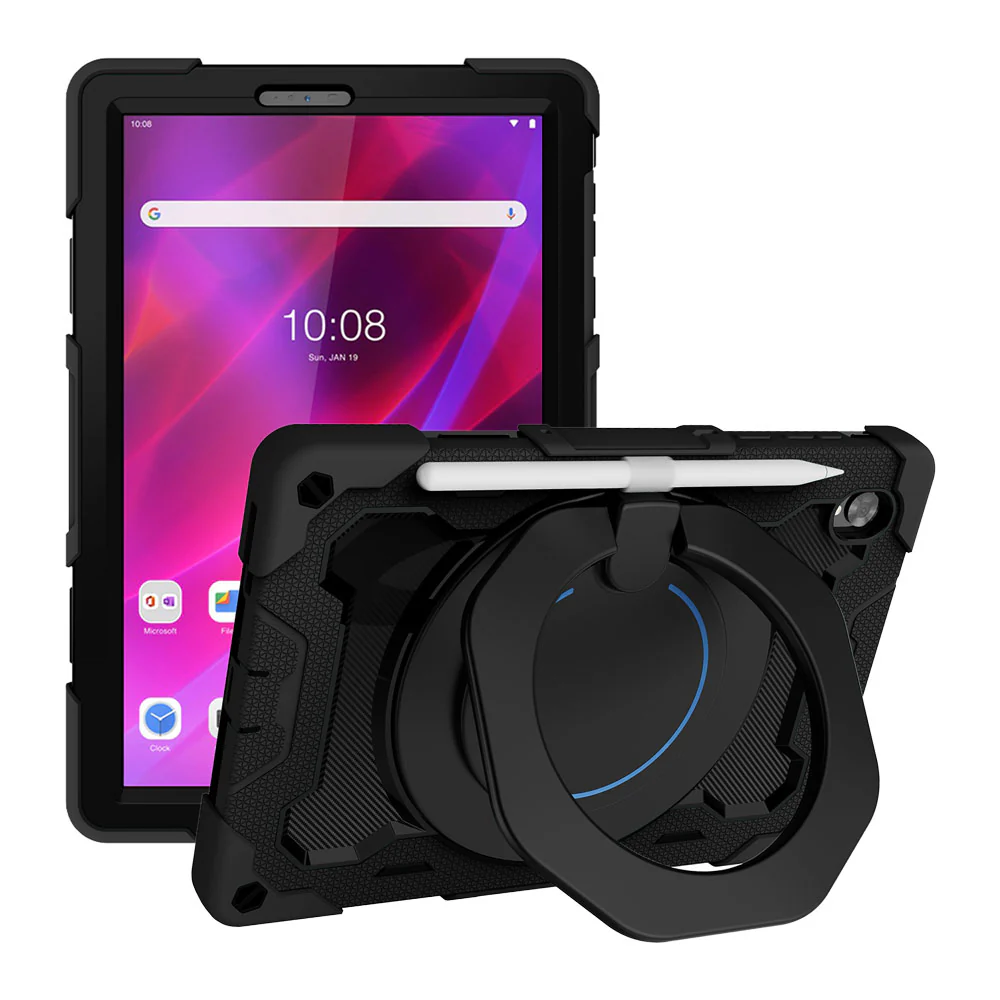 NON-LN-K10 | Lenovo Tab K10 ( TB-X6C6F/X/L TB-X6C6NBF/X/L ) | Rugged Case with Kick-Stand & Folding Grip & Pencil Holder - Image 5