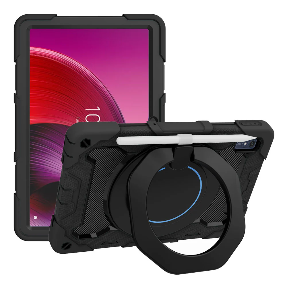 NON-LN-M105G | Lenovo Tab M10 5G TB360 | Rugged Case with Kick-Stand & Folding Grip & Pencil Holder - Image 5