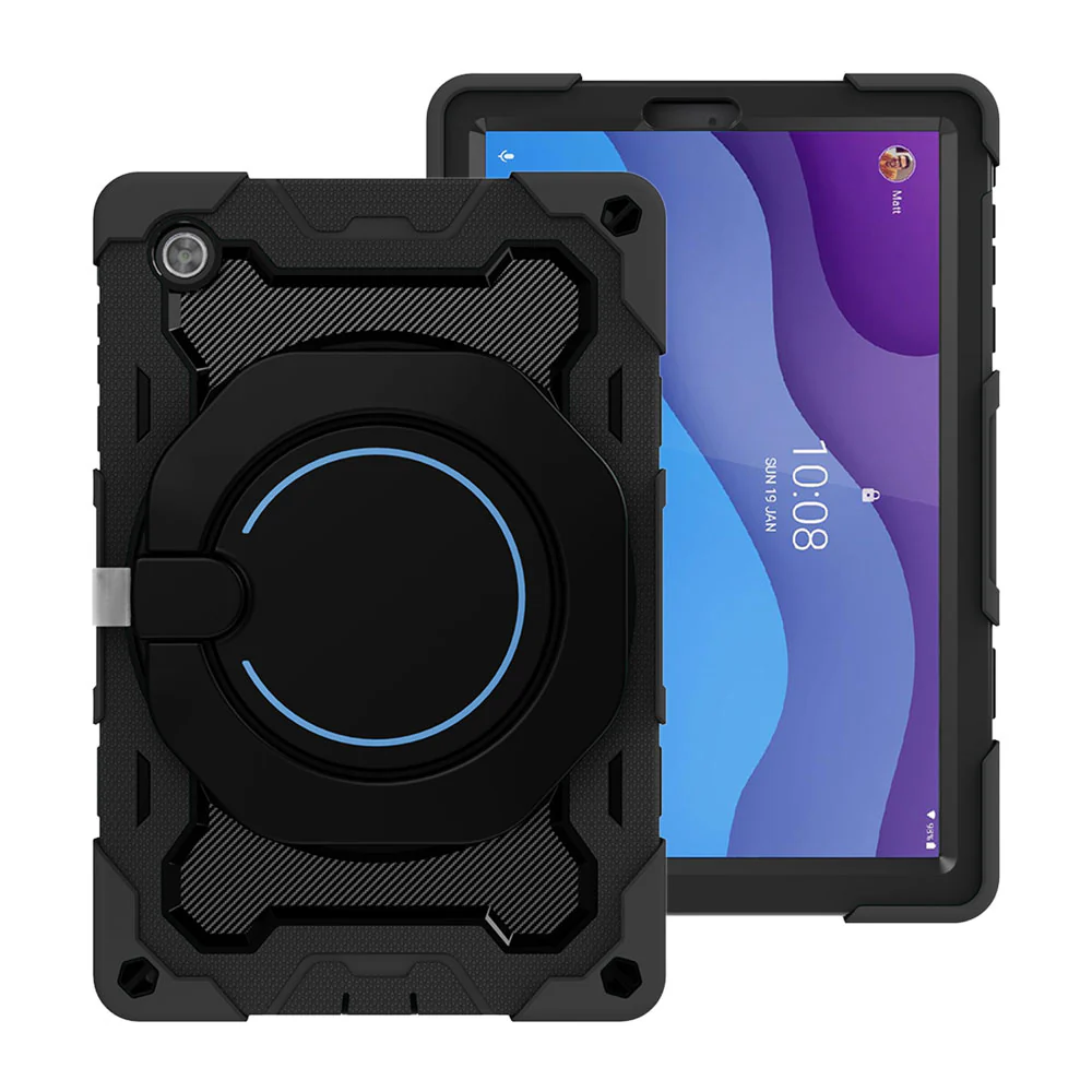 NON-LN-M10HD2 | Lenovo Tab M10 HD (2nd Gen) TB-X306F | Rugged Case with Kick-Stand & Folding Grip & Pencil Holder