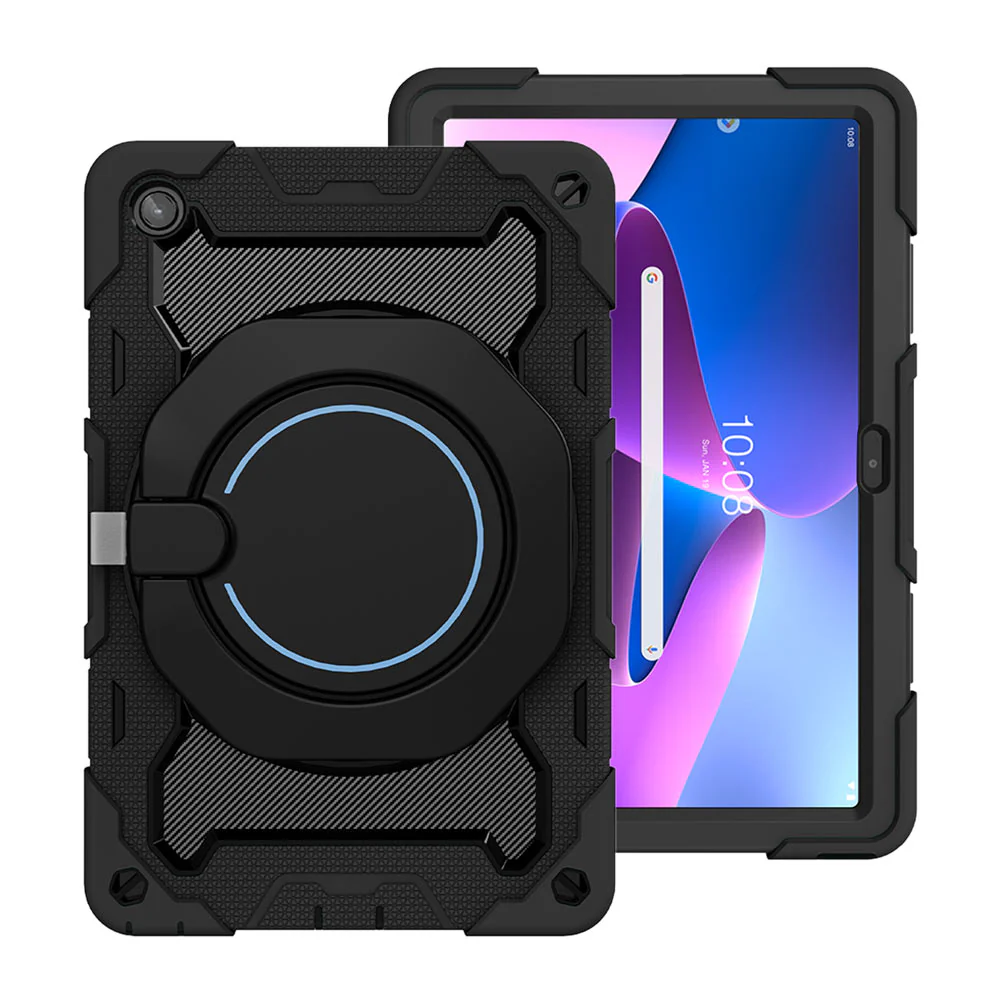 NON-LN-M10P3 | Lenovo Tab M10 Plus ( Gen3 ) TB125 / TB128 | Rugged Case with Kick-Stand & Folding Grip & Pencil Holder