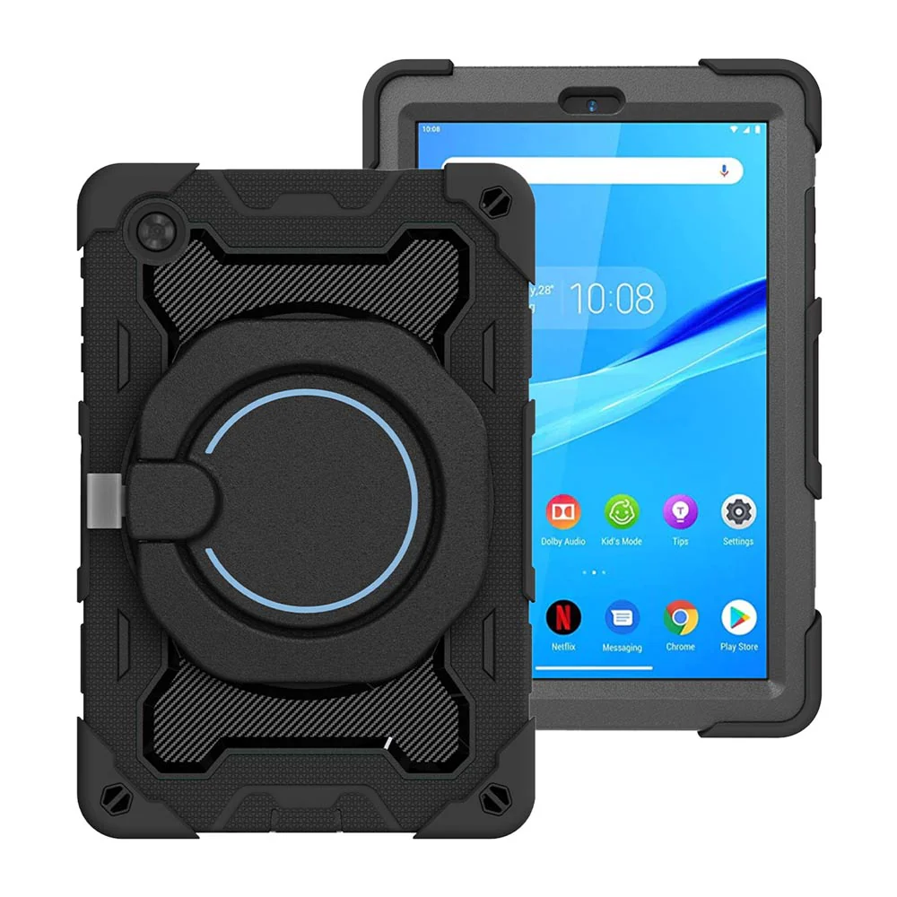 NON-LN-M8HD | Lenovo Tab M8 (HD) TB-8505 | Rugged Case with Kick-Stand & Folding Grip & Pencil Holder