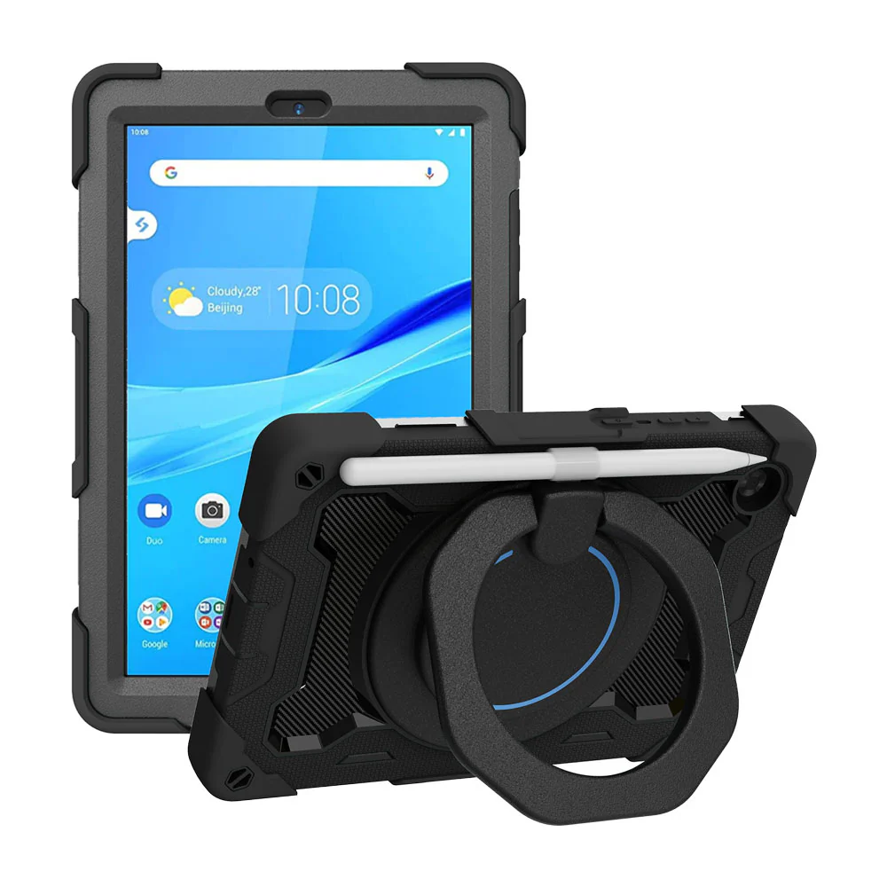 NON-LN-M8HD | Lenovo Tab M8 (HD) TB-8505 | Rugged Case with Kick-Stand & Folding Grip & Pencil Holder - Image 5