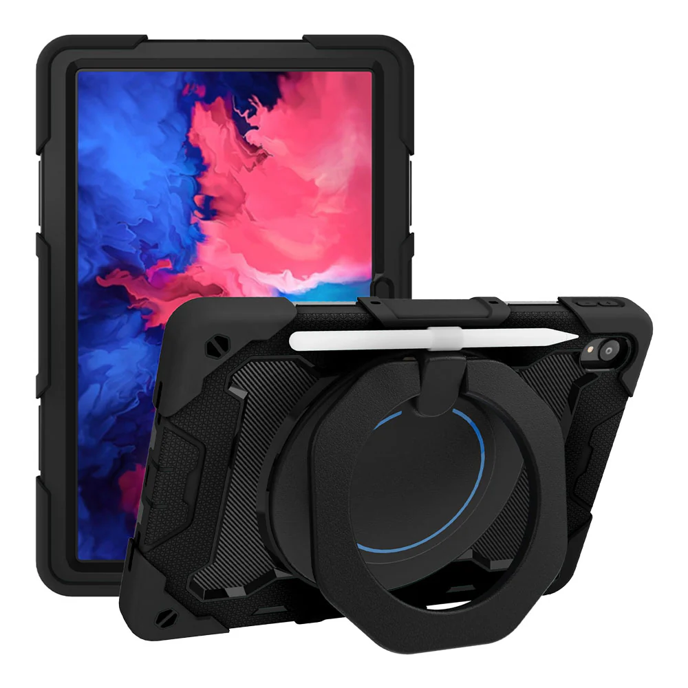 NON-LN-P11 | Lenovo Tab P11 TB-J606 | Rugged Case with Kick-Stand & Folding Grip & Pencil Holder - Image 6