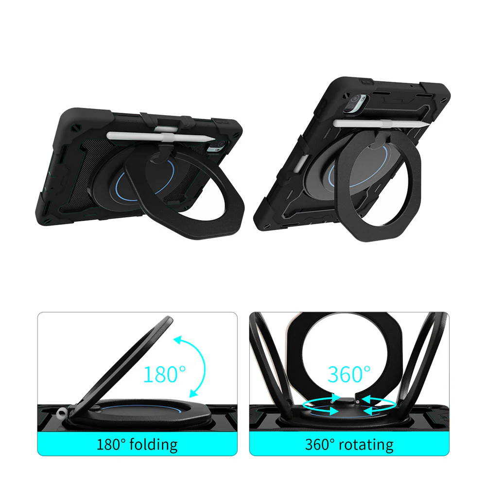 NON-Mi-PAD5 | Xiaomi Mi Pad 5 / 5 Pro 11" | Rugged Case with Kick-Stand & Folding Grip & Pencil Holder - Image 2