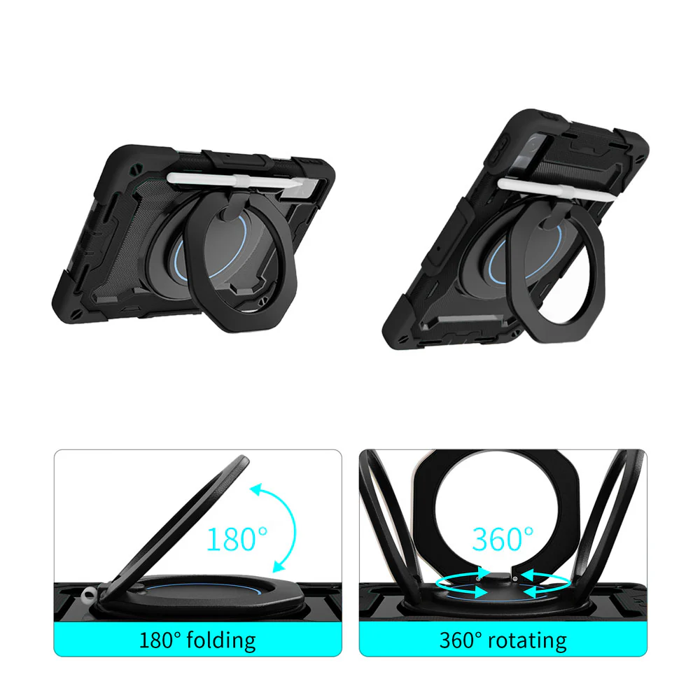 NON-Mi-RMP | Xiaomi Redmi Pad | Rugged Case with Kick-Stand & Folding Grip & Pencil Holder - Image 2