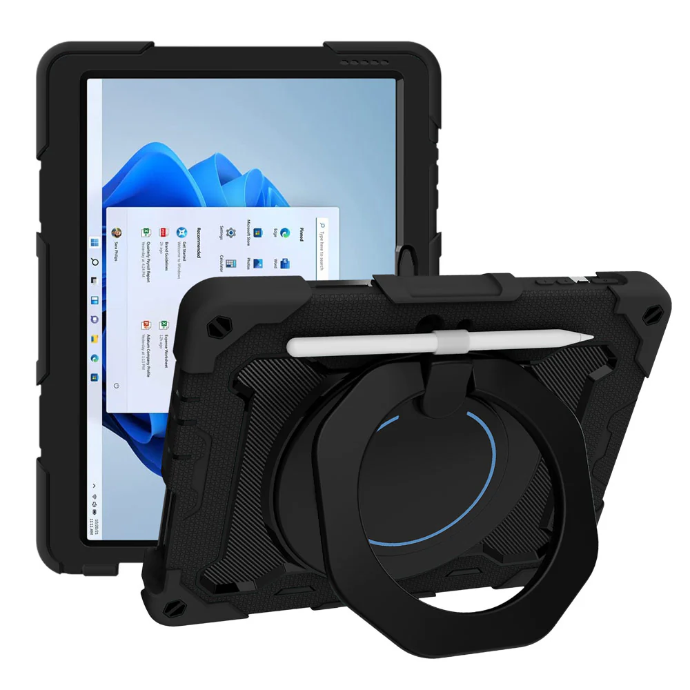 NON-MS-SFGO3 | Microsoft Surface Go 4 / Go 3 / Go 2 / Go | Rugged Case with Kick-Stand & Folding Grip & Pencil Holder - Image 2