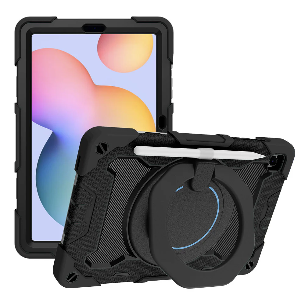 NON-SS-P610 | Samsung Galaxy Tab S6 Lite SM-P620 P625 (2024) / SM-P613 P619 (2022) / SM-P610 P615 (2020) | Rugged Case with Kick-Stand & Folding Grip & Pencil Holder - Image 4