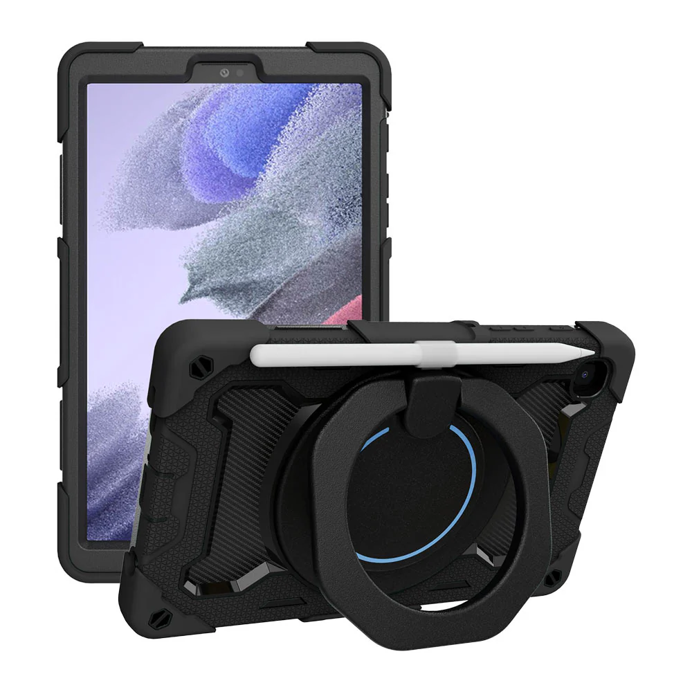 NON-SS-T225 | Samsung Galaxy Tab A7 Lite SM-T225 / SM-T220 / SM-T225N / SM-T227U | Rugged Case with Kick-Stand & Folding Grip & Pencil Holder - Image 5
