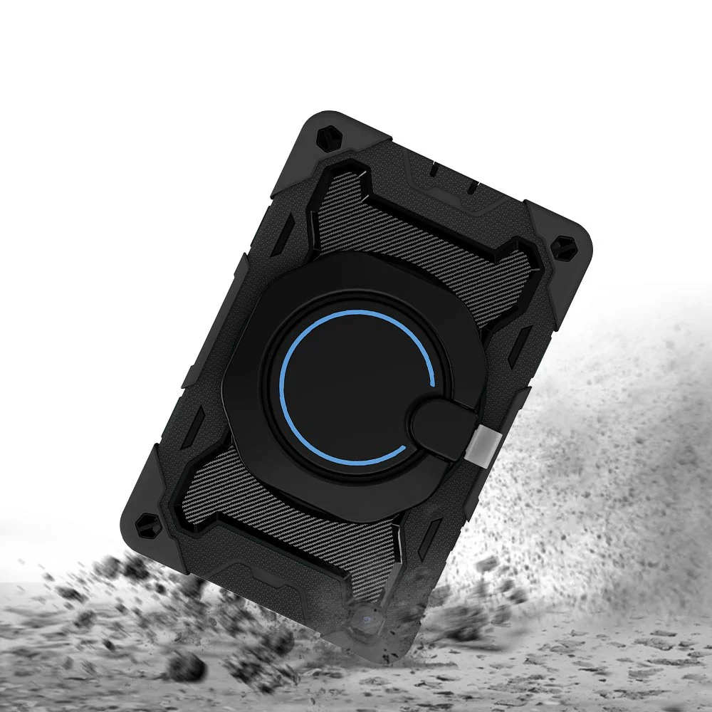 NON-SS-T290 | Samsung Galaxy Tab A 8.0 (2019) T290 T295 | Rugged Case with Kick-Stand & Folding Grip & Pencil Holder - Image 4