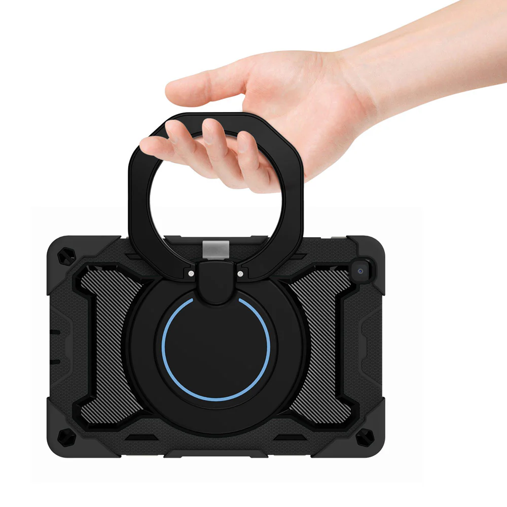 NON-SS-T290 | Samsung Galaxy Tab A 8.0 (2019) T290 T295 | Rugged Case with Kick-Stand & Folding Grip & Pencil Holder - Image 7