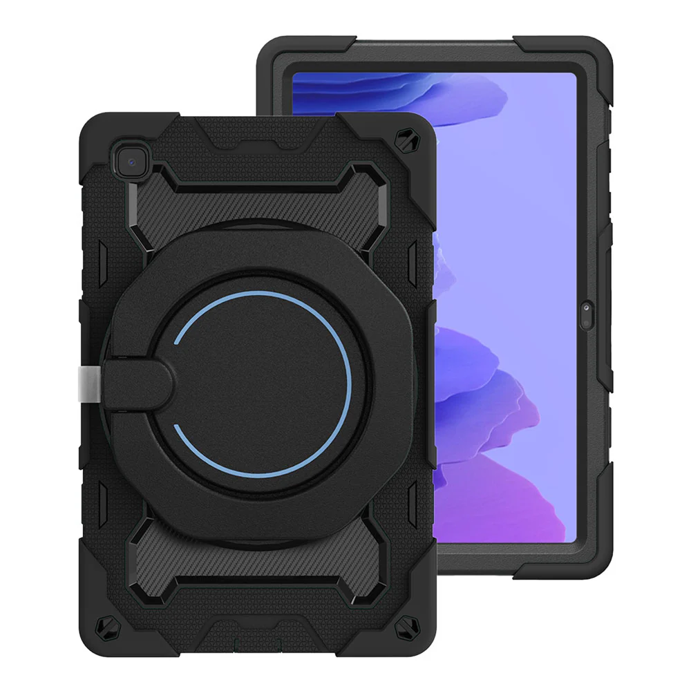 NON-SS-T500 | Samsung Galaxy Tab A7 10.4 SM-T500 T505 T507 (2020) / A7 10.4 SM-T509 (2022) | Rugged Case with Kick-Stand & Folding Grip & Pencil Holder