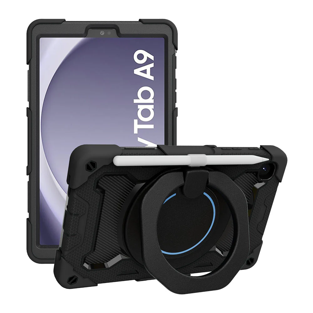 NON-SS-X110 | Samsung Galaxy Tab A9 ( 8.7" ) SM-X110 / SM-X115 | Rugged Case with Kick-Stand & Folding Grip & Pencil Holder - Image 5