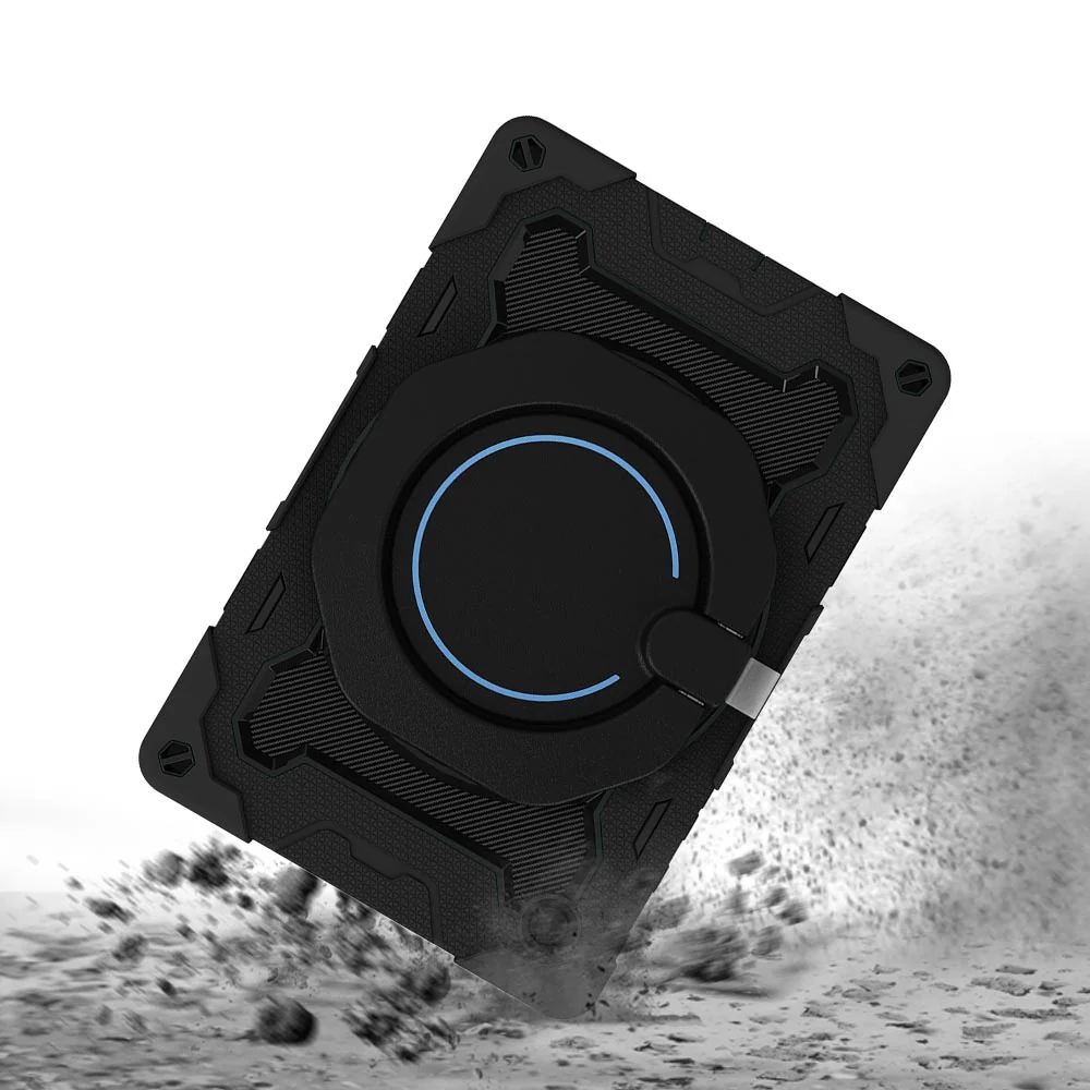 NON-SS-X205 | Samsung Galaxy Tab A8 SM-X200 / X205 | Rugged Case with Kick-Stand & Folding Grip & Pencil Holder - Image 4