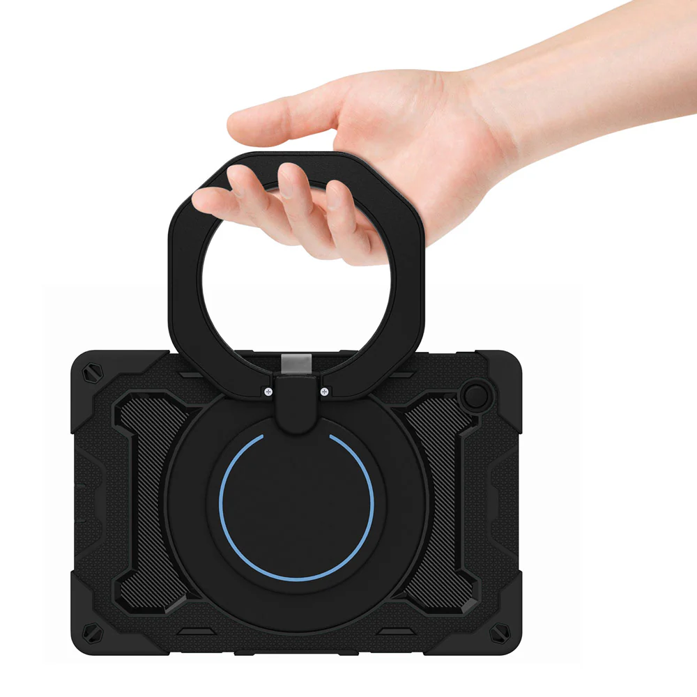 NON-SS-X205 | Samsung Galaxy Tab A8 SM-X200 / X205 | Rugged Case with Kick-Stand & Folding Grip & Pencil Holder - Image 7
