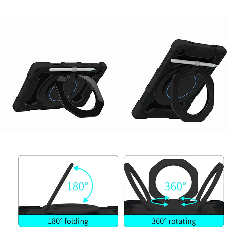 NON-SS-X210 | Samsung Galaxy Tab A9+ A9 Plus ( 11" ) SM-X210 / SM-X215 / SM-X216 | Rugged Case with Kick-Stand & Folding Grip & Pencil Holder - Image 2