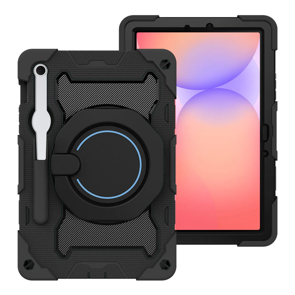 NON-SS-X710 | Samsung Galaxy Tab S10 FE SM-X520 X526 X528 / S10 Lite SM-X400 X406 | Rugged Case with Kick-Stand & Folding Grip & Pencil Holder - Image 2