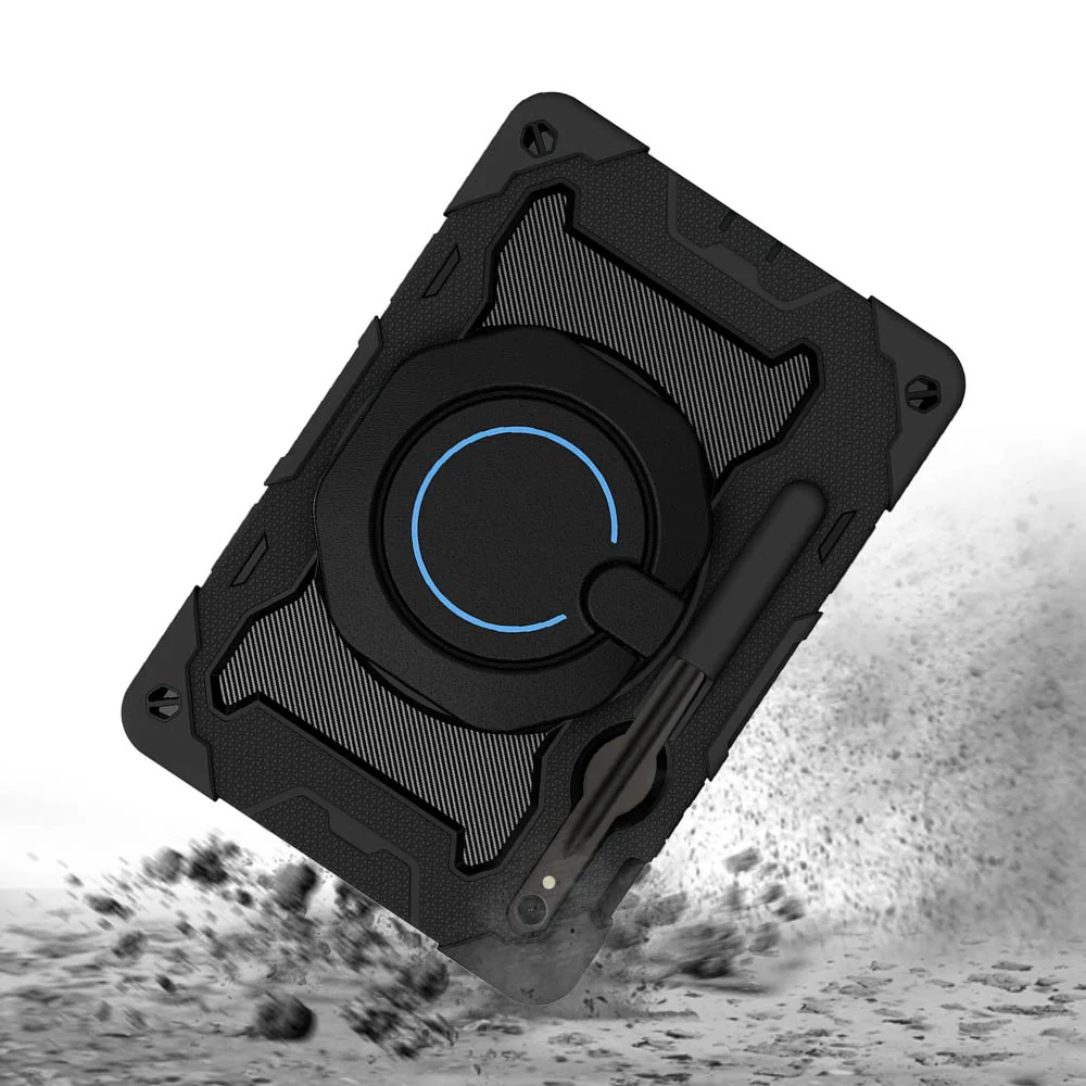 NON-SS-X710 | Samsung Galaxy Tab S10 FE SM-X520 X526 X528 / S10 Lite SM-X400 X406 | Rugged Case with Kick-Stand & Folding Grip & Pencil Holder - Image 5