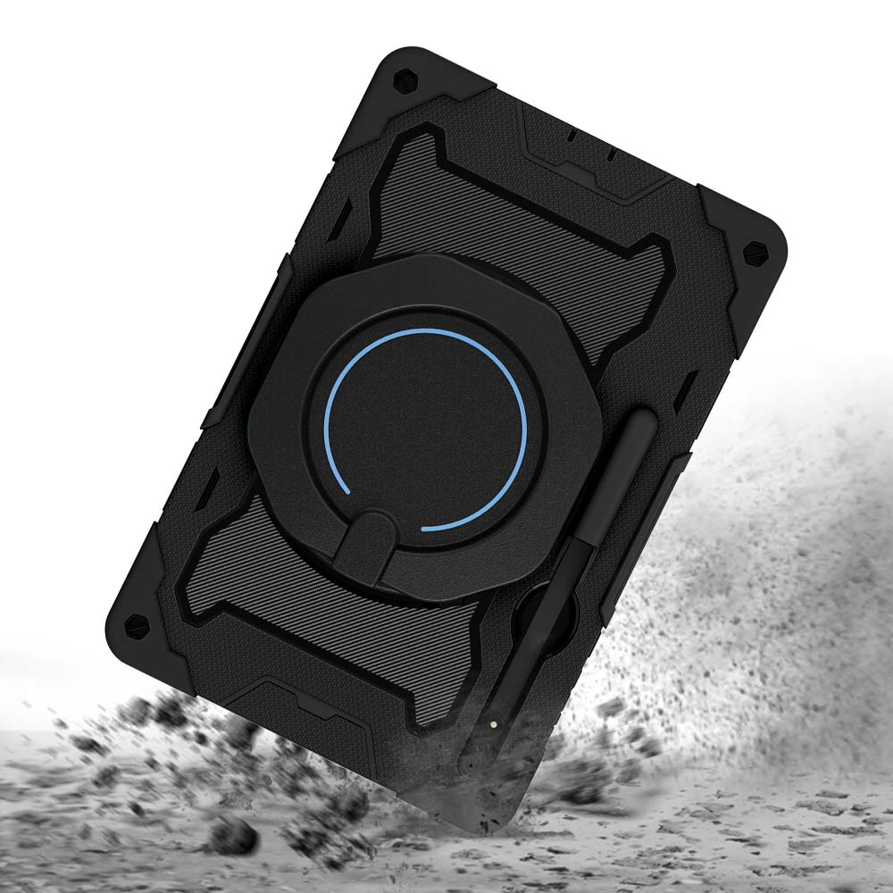 NON-SS-X900 | Samsung Galaxy Tab S8 Ultra SM-X900 / X906 | Rugged Case with Kick-Stand & Folding Grip & Pencil Holder - Image 3