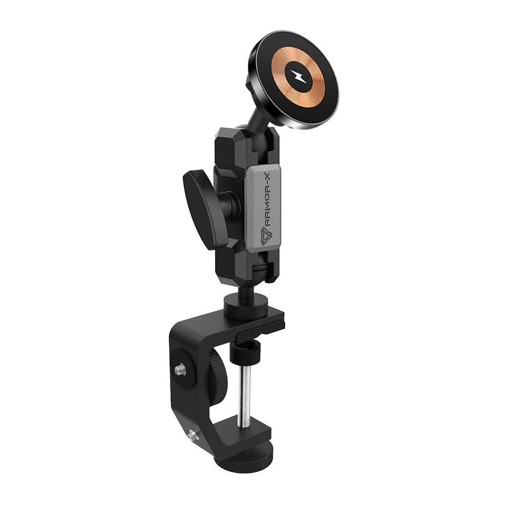 P18MS03 | Heavy-Duty G-Clamp Bar Mount*LARGE | MagSafe / Pixelsnap 15W Fast Charger | ONE-LOCK for iPhone & Smartphone