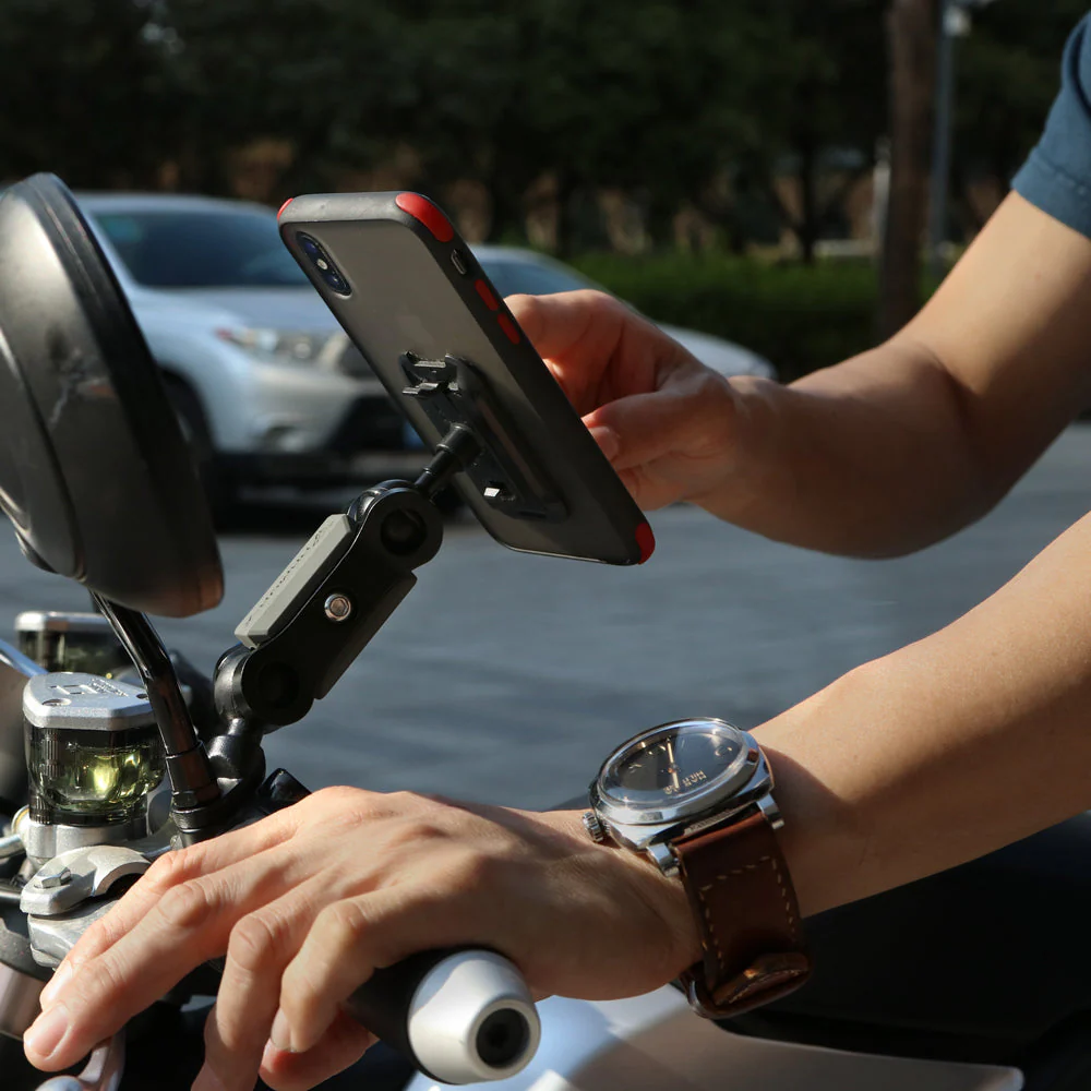 P19K | Heavy-Duty Motorcycle Mirror Titled Bolt Head Mount | ONE-LOCK for Phone - Image 5