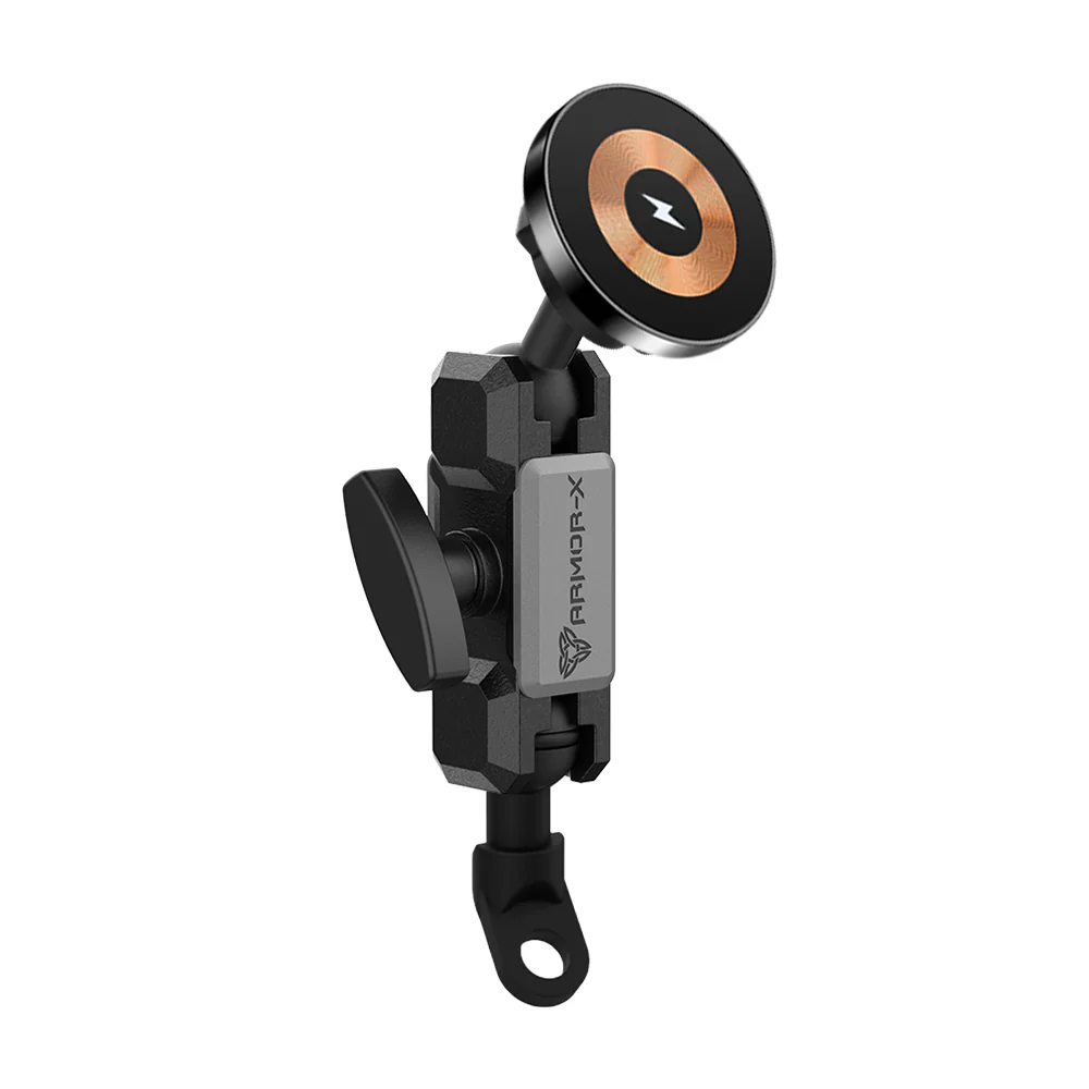P19MS03 | Heavy-Duty Motorcycle Mirror Titled Bolt Head PixelSnap 15W Fast Charger Mount | ONE-LOCK for Google Pixel Smartphone